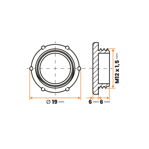 Zátka kruhová / 374-018 / M12 x 1,5 x 6 mm (prírodná)