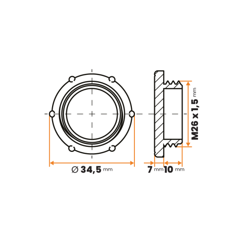 Zátka kruhová / 374-018 / M26 x 1,5 x 10 mm (prírodná)