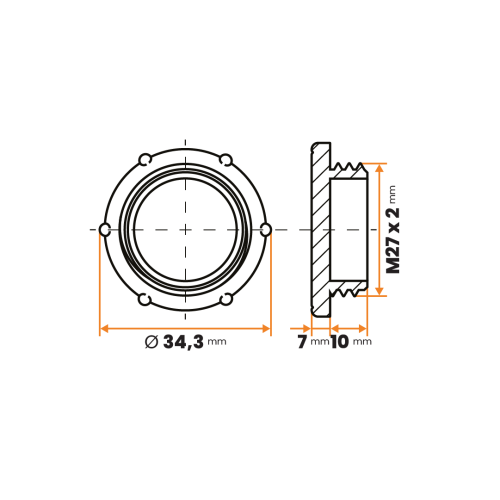 Zátka kruhová / 374-018 / M27 x 2 x 10 mm (prírodná)