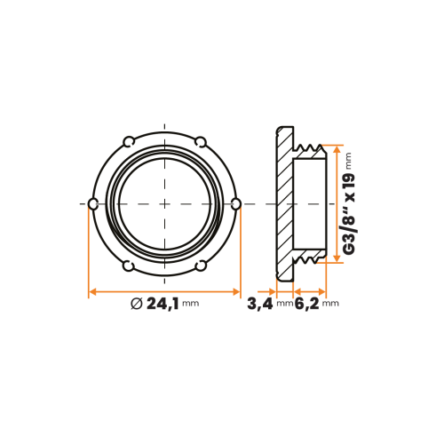 Zátka kruhová / 374-110 / G3/8" x 19 mm (červená)