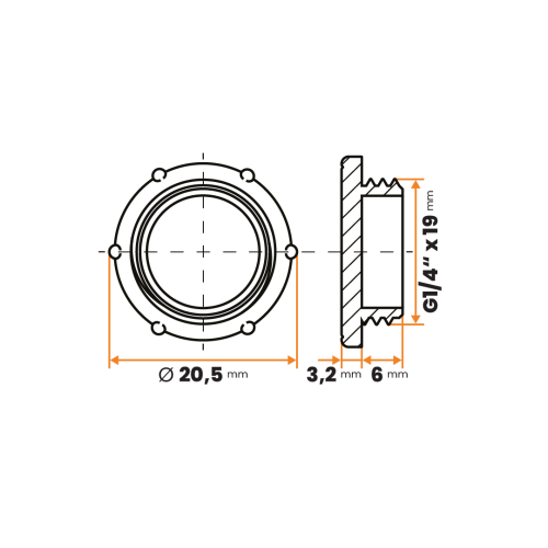 Zátka kruhová / 374-110 / G1/4" x 19 mm (červená)