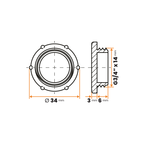 Zátka kruhová / 374-110 / G3/4" x 14 mm (červená)