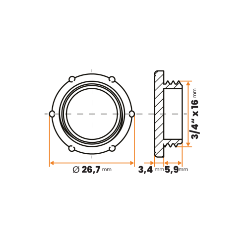 Zátka kruhová / 374-110 / 3/4" x 16 mm (červená)