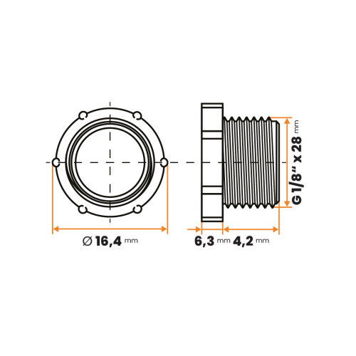 Zátka kruhová / 374a-110 / G1/8" x 28 mm (červená)