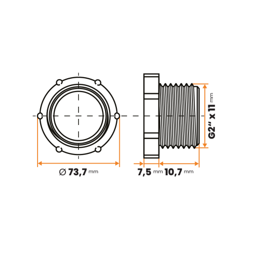 Zátka kruhová / 374a-110 / G2" x 11 mm (červená)