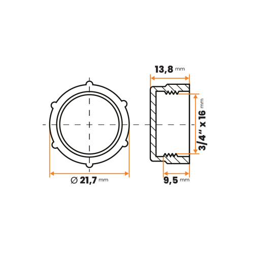 Uzáver šróbovací / 493-110 / 3/4" x 16 mm (červená)