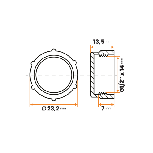 Uzáver šróbovací / 493-110 / G1/2" x 14 mm (červená)