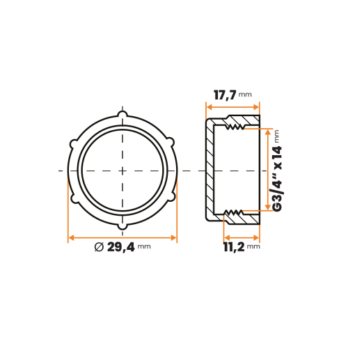 Uzáver šróbovací / 493-110 / G3/4" x 14 mm (červená)