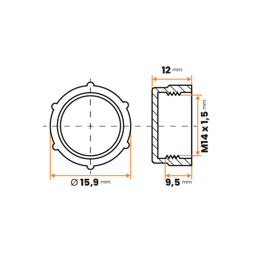 Uzáver šróbovací / 493-110 / M14 x 1,5 mm (červená)