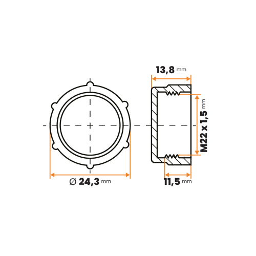 Uzáver šróbovací / 493-110 / M22 x 1,5 mm (červená)