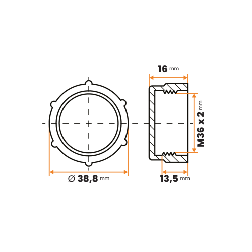 Uzáver šróbovací / 493-110 / M36 x 2 mm (červená)