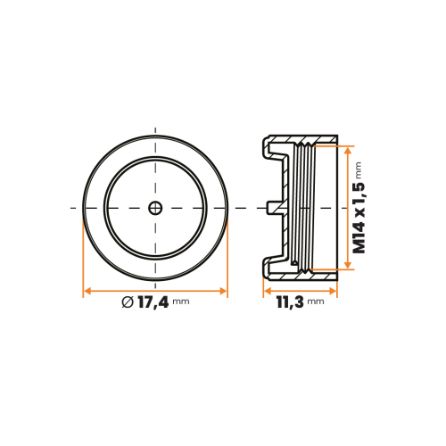 Uzáver šróbovací / 493-388 / M14 x 1,5 mm (žltá)