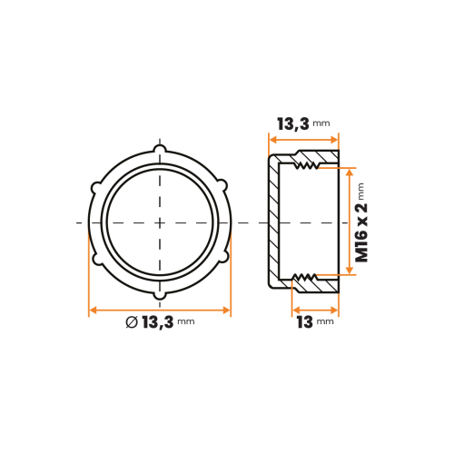 Uzáver šróbovací / 493-629 / M16 x 2 mm (žltá)