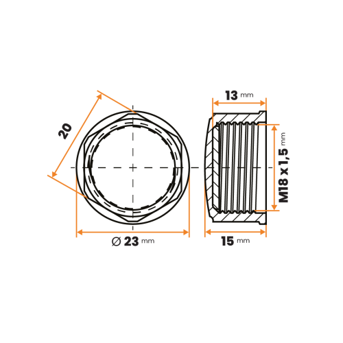 Uzáver šróbovací / 493c-110 / M18 x 1,5 mm (žltá)