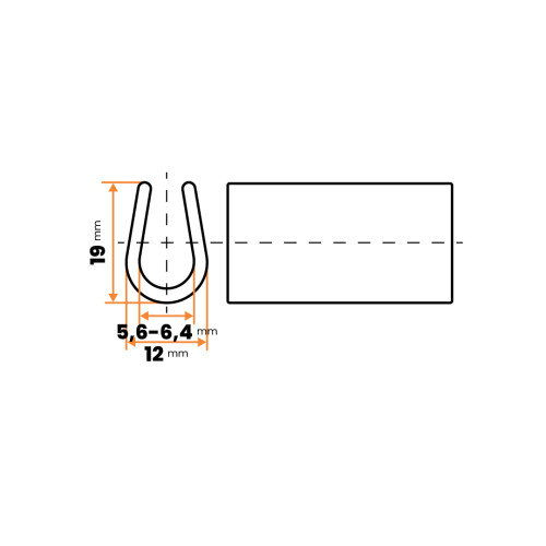 Lišta lemovacia, oblá - OKU12 / 229-105 / 5,6 - 6,4  / 19 x 12 mm (čierna)