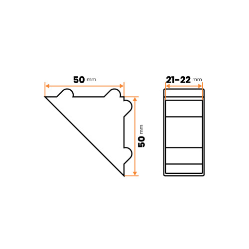 Krytka rohov dosiek / 412-034 / 50 x 50 / 21 - 22 mm (čierna)