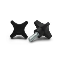 Skrutka kovová s plastovou hlavou, 4 cípa hviezda / 105a-034 / M5 x 40 x 25 mm (čierna)