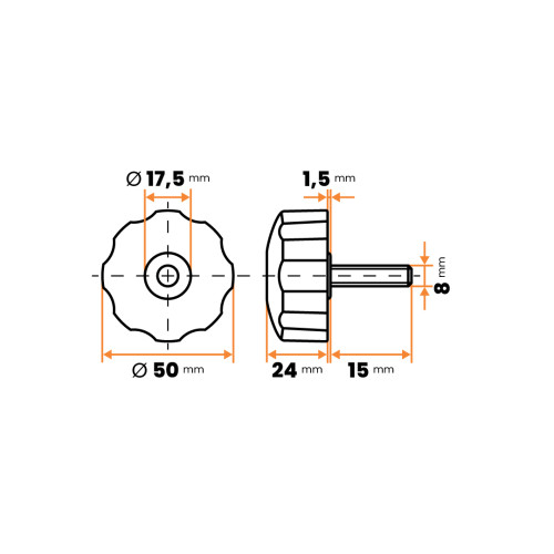 Skrutka kovová s plastovou hlavou / 105a-037 / M8 x 50 x 15 mm (čierna)