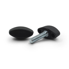 Skrutka oceľová s plastovou hlavou, motýľ s nohou / 329-007 / M6 x 33 x 10 mm (čierna)
