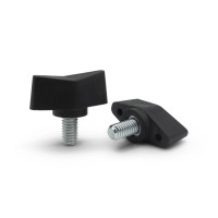 Skrutka oceľová s plastovou hlavou, krídlo nižšie / 329-034 / M6 x 30 x 10 mm (čierna)