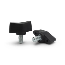 Skrutka oceľová s plastovou hlavou, krídlo nižšie / 329-034 / M5 x 30 x 24 mm (čierna)