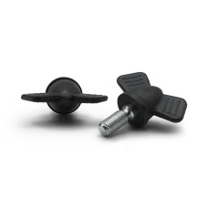 Skrutka oceľová s plastovou hlavou, krídlo s vrúbkami / 329-037 / M6 x 44 x 11 mm (čierna)
