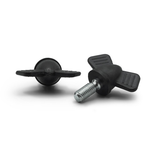Skrutka oceľová s plastovou hlavou, krídlo s vrúbkami / 329-037 / M6 x 44 x 11 mm (čierna)