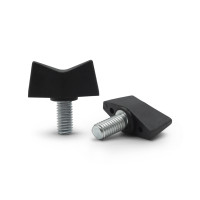 Skrutka oceľová s plastovou hlavou, krídlo vyššie / 329-068 / M8 x 32 x 16 mm (čierna)