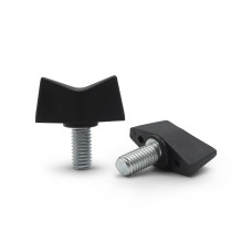 Skrutka oceľová s plastovou hlavou, krídlo vyššie / 329-068 / M6 x 28 x 16 mm (čierna)