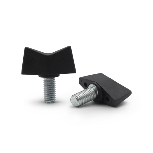 Skrutka oceľová s plastovou hlavou, krídlo vyššie / 329-068 / M6 x 28 x 16 mm (čierna)