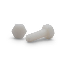 Skrutka plastová, 6-hranná hlava, DIN 933 / 050b-110 / M6 x 20 mm (prírodná)