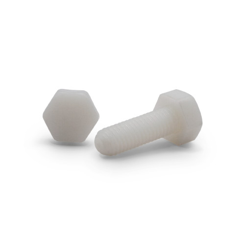 Skrutka plastová, 6-hranná hlava, DIN 933 / 050b-110 / M6 x 20 mm (prírodná)
