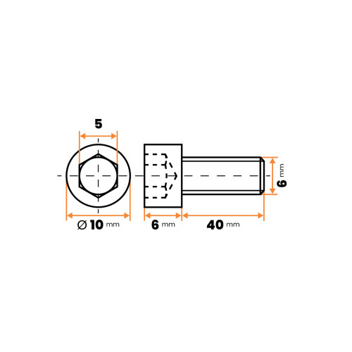 Skrutka plastová s imbusovou hlavou, DIN 912 / 050e-110 / M6 x 40 mm (prírodná)