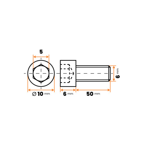 Skrutka plastová s imbusovou hlavou, DIN 912 / 050e-110 / M6 x 50 mm (prírodná)