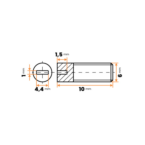Skrutka plastová - červík / 086-003 / M6 x 10 mm (prírodná)