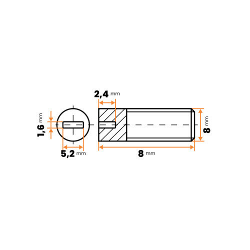 Skrutka plastová - červík / 086-003 / M8 x 8 mm (prírodná)
