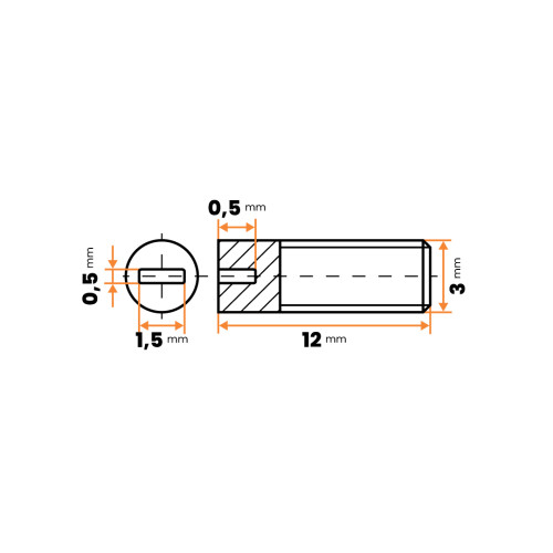Skrutka plastová - červík / 086-003 / M3 x 12 mm (prírodná)