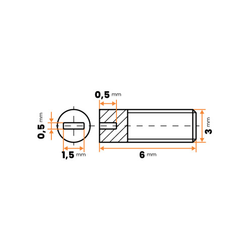 Skrutka plastová - červík / 086-110 / M3 x 6 mm (prírodná)