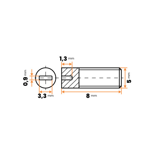 Skrutka plastová - červík / 086-110 / M5 x 8 mm (prírodná)