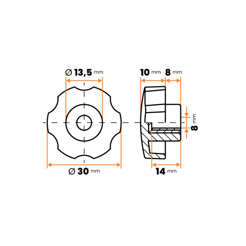 Matica kovová s plastovou hlavou, 6 vrub / 106-037 / M8 x 30 mm (čierna)