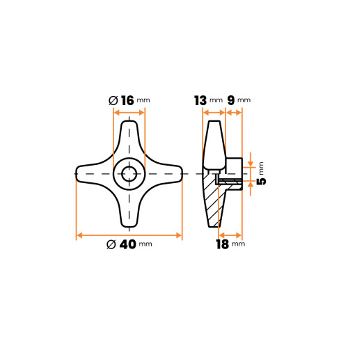 Matica kovová s plastovou hlavou, kríž / 106a-034 / M5 x 40 mm (čierna)