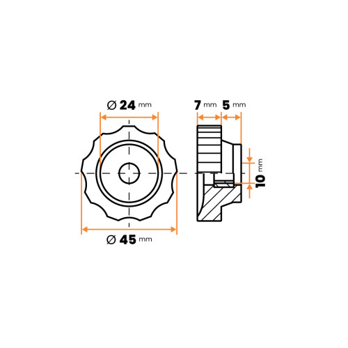 Matica kovová, priechodzia, plochá / 375c-036 / M10 x 45 mm (čierna)