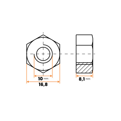 Matica plastová, 6-hranná, DIN 934 / 051-417 / M10 (prírodná)