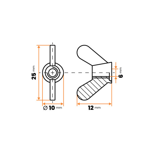 Matica plastová, krídlová / 053-110 / M6 x 25 mm (prírodná)