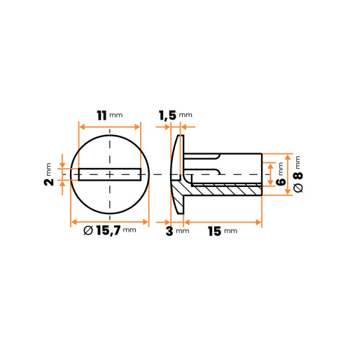 Matica knihárska / 081-036 / M6 x 15 mm (čierna)