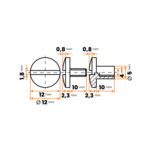 Matica + skrutka knihárska - komplet / 081-110 / M4 x 10 mm (čierna)