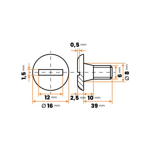 Skrutka plastová, knihárska / 082-036 / M6 x 39 mm (čierna)