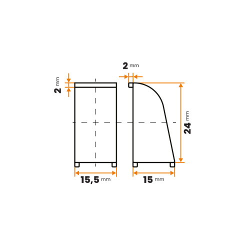 Krytka k držadlu / 503-043 / 15,5 x 15 x 24 mm (čierna)