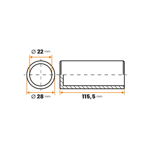 Rukoväť / 318-035 / 22 / 28 x 115,5 mm (čierna)