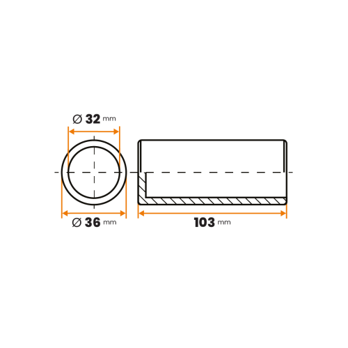 Rukoväť / 318-387 / 32 / 36 x 103 mm (čierna)
